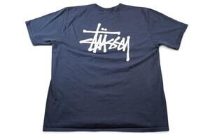 Stussy Shirt Mens XL Blue Double Sided Stussy Logo Back Graphic Tee Streetwear